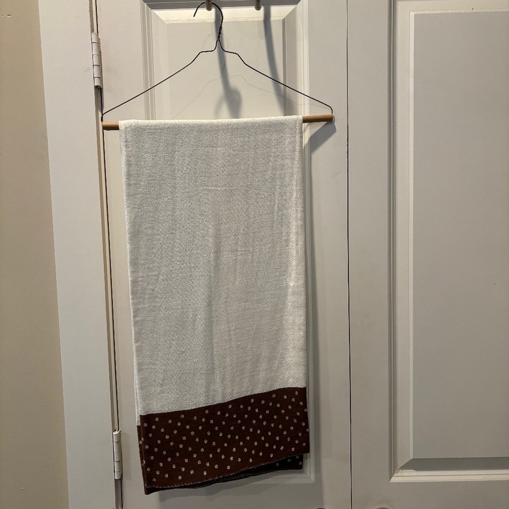 Vintage Cream and Brown Polka Dots Square Linen Tablecloth